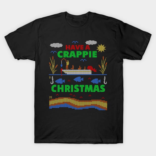 Funny Crappie Fishing Ugly Christmas Sweater Party Shirt T-Shirt by TeeCreations